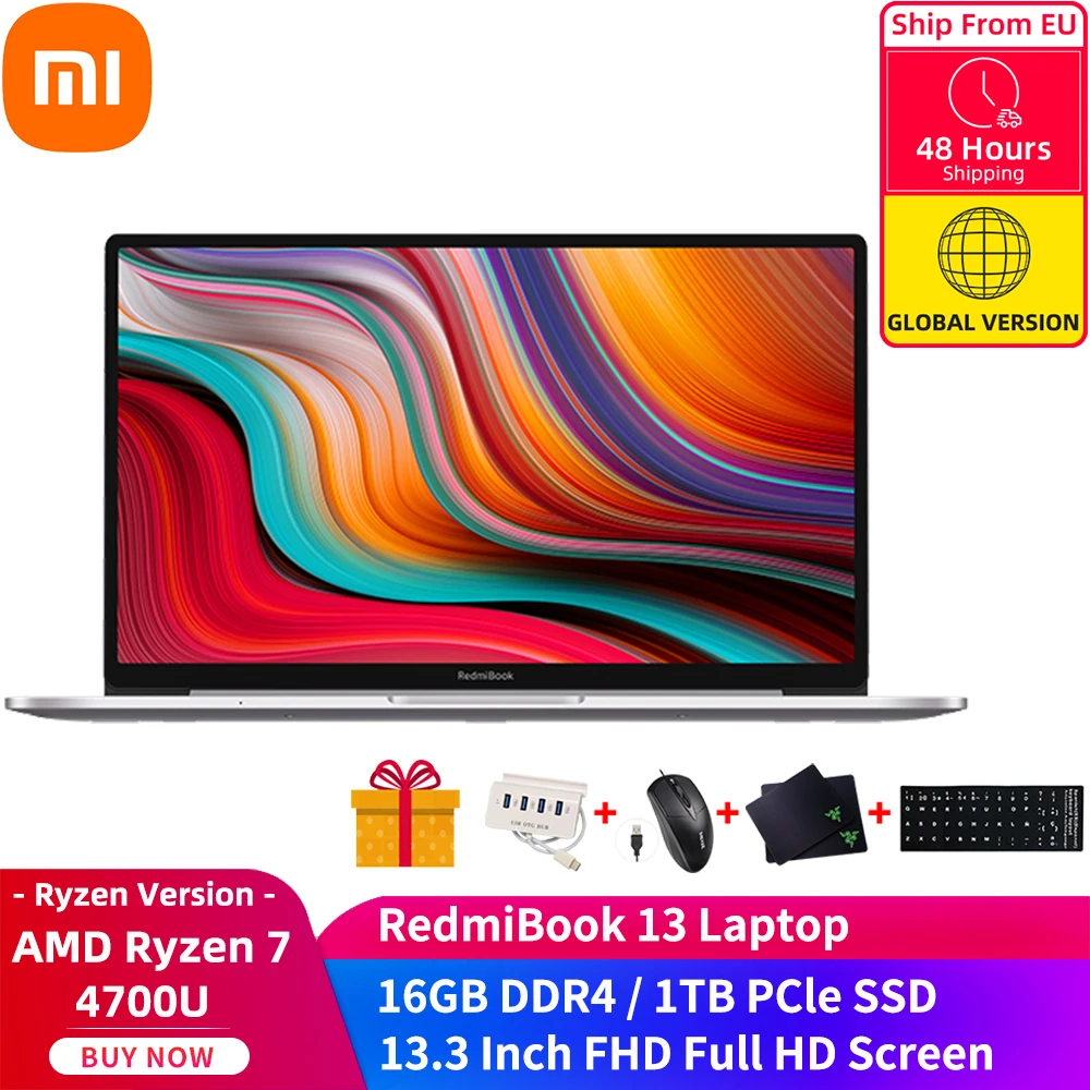 Xiaomi Redmibook 13 ноутбук AMD Ryzen7 4700U 16 Гб DDR4 1 ТБ PCIe SSD FHD экран полноразмерная клавиатура Mi