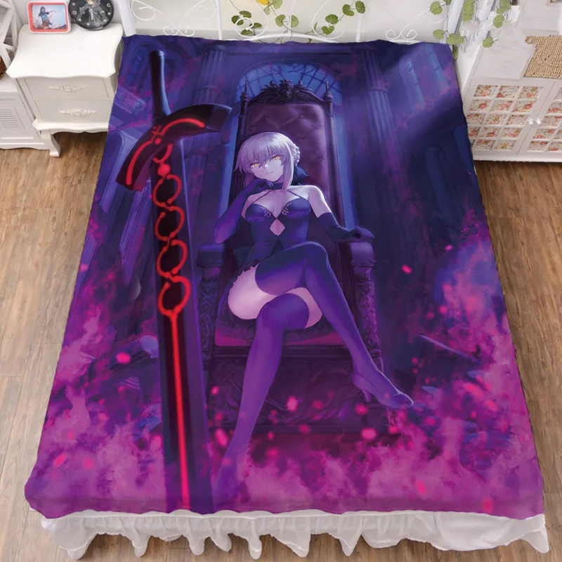 November update Anime Fate/Grand Order FGO Jeanne dɺrc Scathach Milk Fiber Bed Sheet & Flannel Blanket Summer Quilt 150x200cm | Дом и