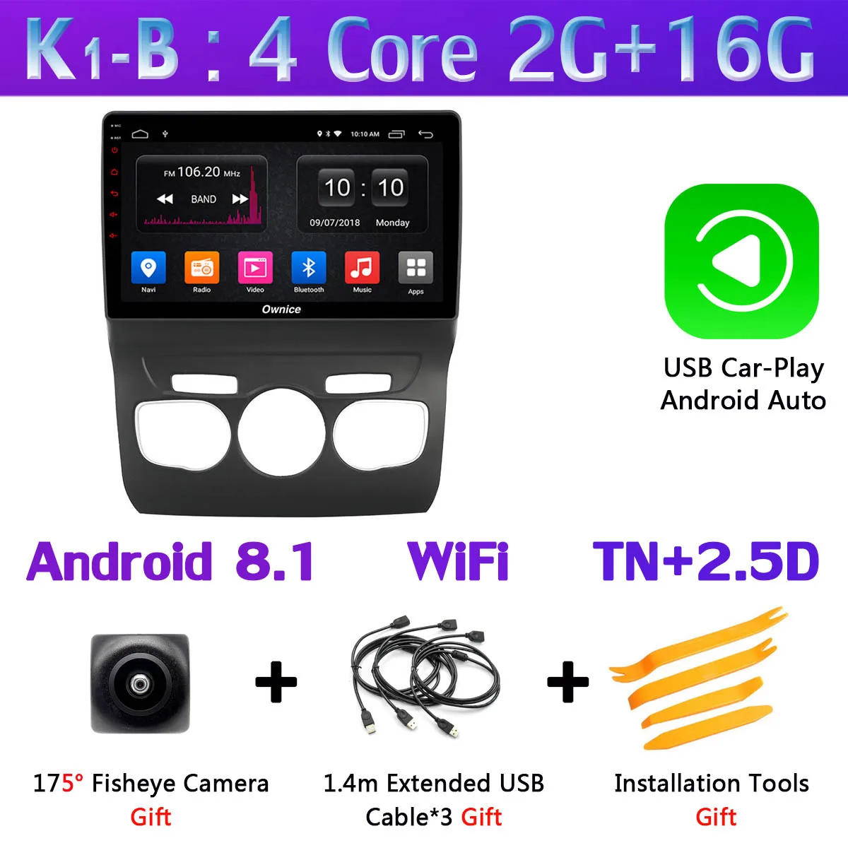 K1-B-CarPlay Панорамная камера 360 ° Автомобильный мультимедийный плеер Android 9,0 8 ядерный 4G+ 64G CarPlay DSP gps радио для Citroen C4 C4L DS4 2010 - Цвет: K1-B-CarPlay