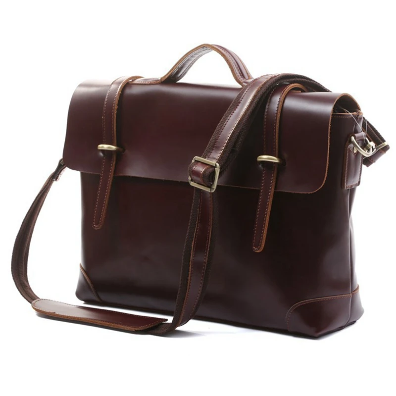

Bag for documents Men's Bag Vintage Full Grain Leather Briefcase Handbag Fashion Messenger Bag Shoulder Portfolio Satchel 7082