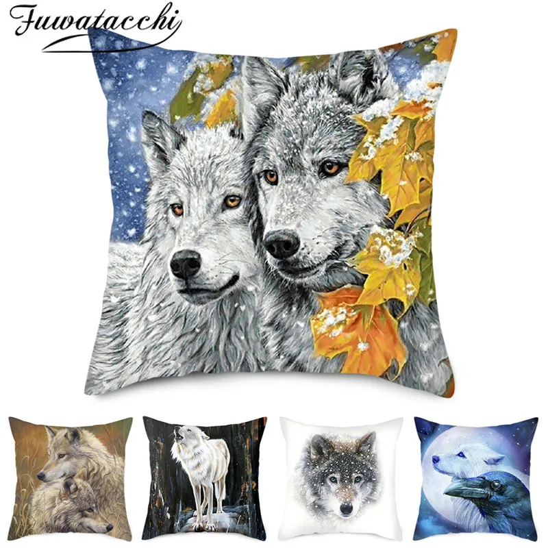 Наволочки Fuwatacchi с принтом диких животных наволочки изображением волка короля