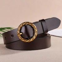 maikun round pin buckle genuine leather belt for women 2021 new trend simple all match waistband