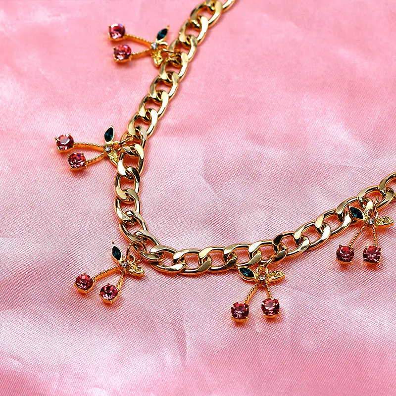 Ожерелье JJFOUCS с подвеской в виде вишни женское массивное кубинское панцирное