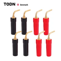 todn 8pcs black red free welding copper speaker amplifier terminal for 4mm banana plug