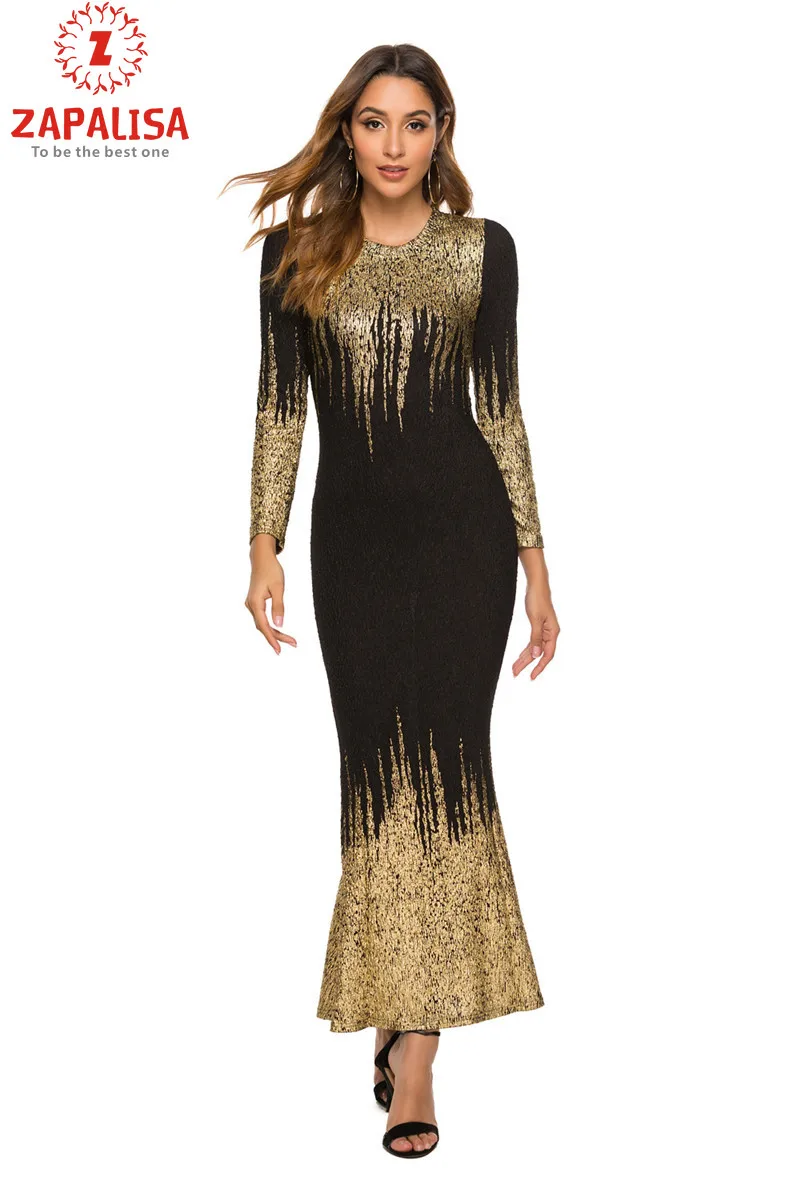 Элегантное облегающее платье с высокой талией расшитое блестками принтом