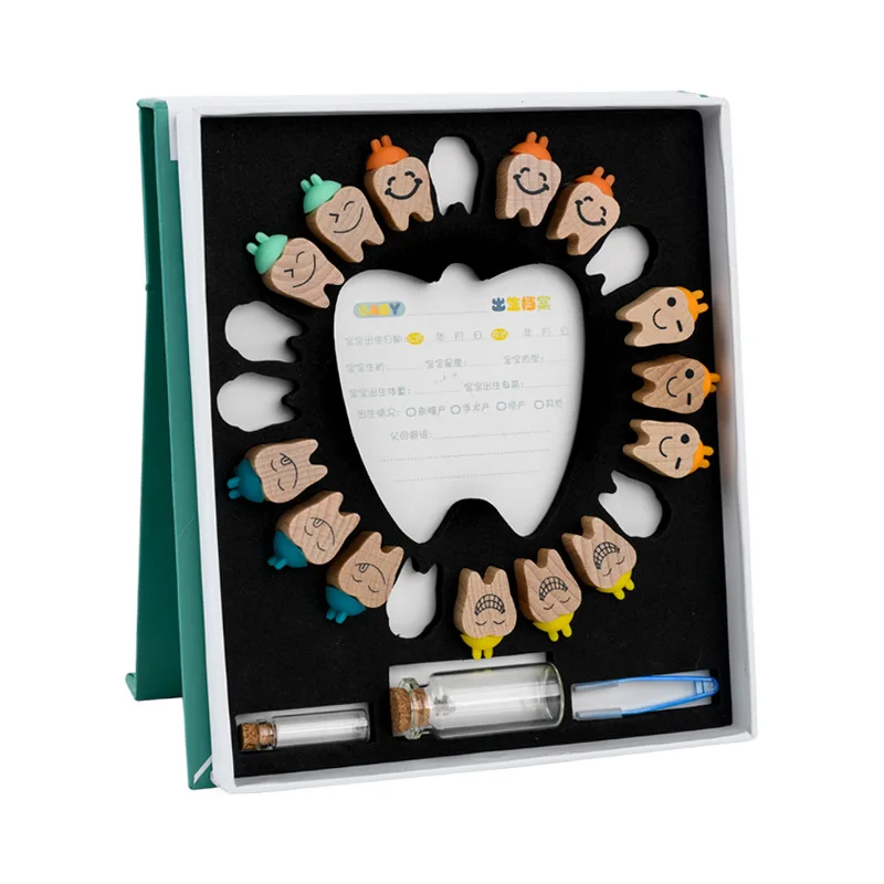 Caja de madera para dientes de beb&eacute;, organizador de almacenamiento para dientes de leche, estuche de recuerdo para ni&ntilde;o y ni&ntilde;a, regalos bonitos para ni&ntilde;os, recuerdo-5