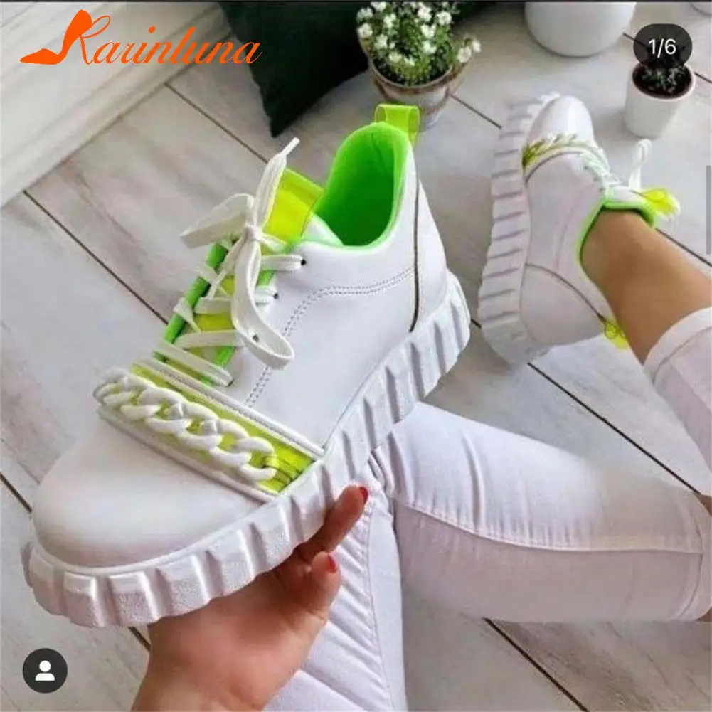 

Big Size 35-43 Brand New Ladies Flat Platform Sneakers Women Fashion Round Toe Lace-Up Casual Comfy Tennis Female Shoes Women
