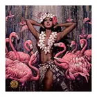 Африканские голые женщины и фламинго Алмазная Картина Портрет животных Круглый полный дрель DIY мозаика вышивка 5D вышитые крестом подарки