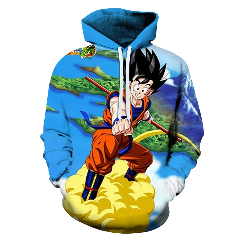 Новинка 2020 года толстовка с капюшоном в стиле аниме Драконий жемчуг и карманами