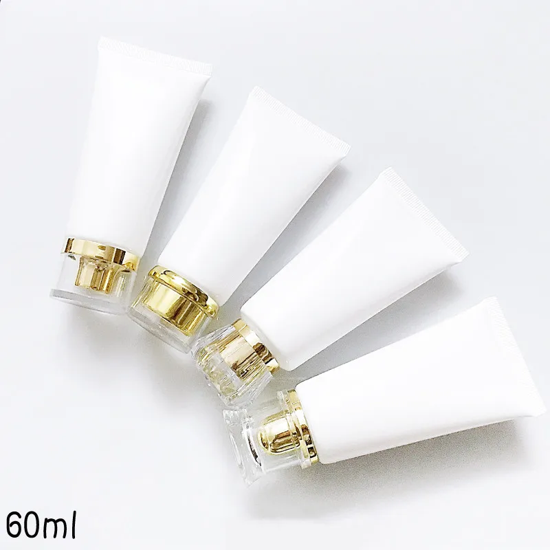 Wholesale 60ml White Hose Cream Bottles Slap-up Cream Soft Tubes Creamy Make Up Base Containers Cosmetic Refillable Tubes