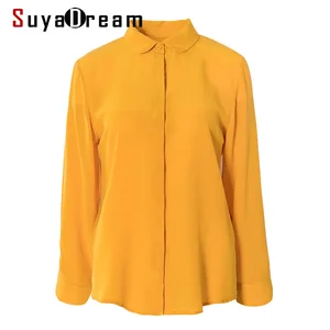 SuyaDream Женская однотонная шелковая блузка из 100% шелка с длинными рукавами и отложным воротником, офисные блузки 2022, Весенняя рубашка