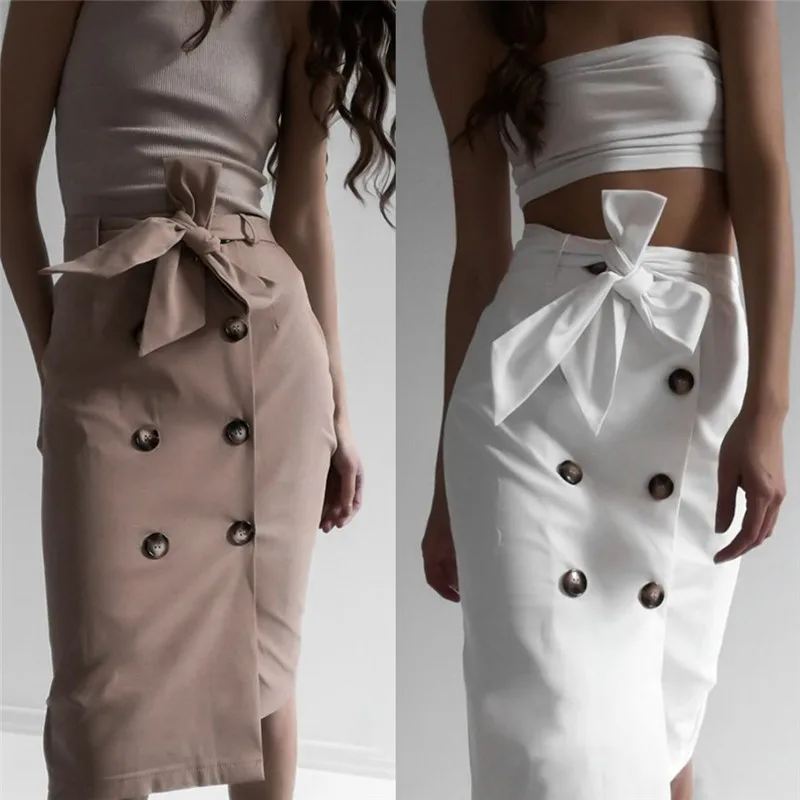 Женская летняя юбка с высокой талией элегантная повседневная пляжная поясом на