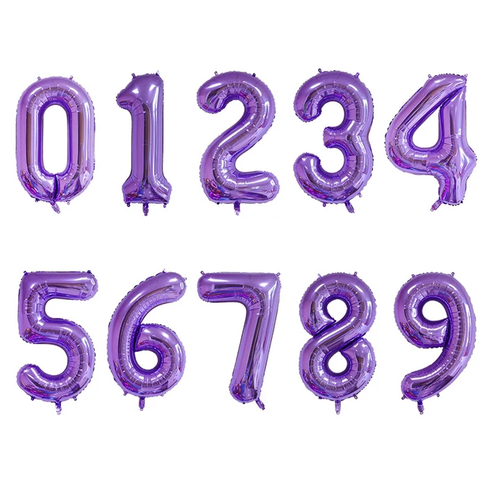 purple 40 дюймов шар с цифрами 1, 2, 3, 4, 5 цифр гелиевые шары из фольги для детского душа 1 день рождения, вечеринки, свадьбы, декоративные шары, принадлежности - Цвет: purple