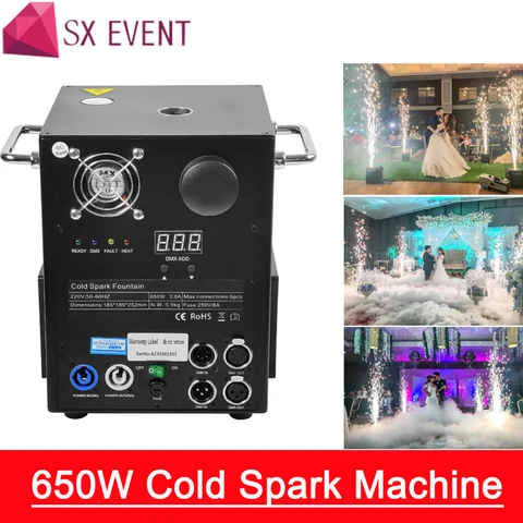 Машина для фейерверка холодной свечи 650 Вт для празднования свадьбы Dmx и пульт дистанционного управления, сценический фонтан