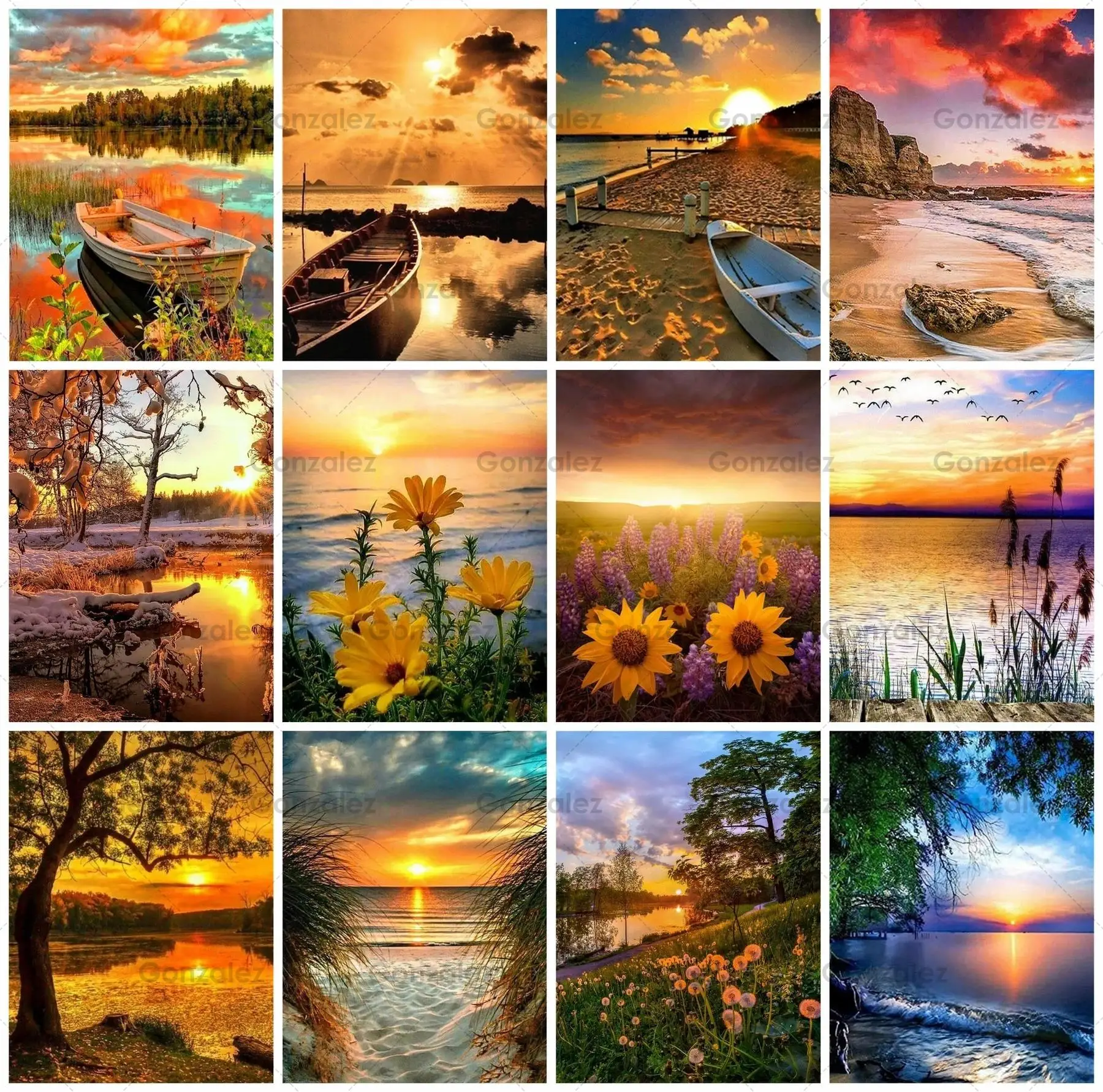 

5D Diy Sunset Scenery Diamond Painting Seaside Landscape Mosaic Cross Stitch Embroidery Pictures Home Decoration Handmade Gifts