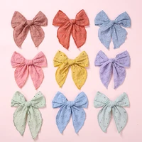 4 8 baby embroider lace hair bow with clipsnewborn curled edge hair bow nylon hair bands for girls hairpins toddler barrettes