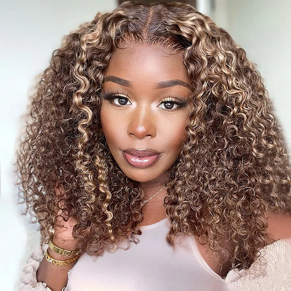 

Highlight Wig T Part Transparent Lace Human Hair Bob Wig For Black Women Water Wave Wig 4x4 Hd Lace Closure Wig Pre Plucked Hair