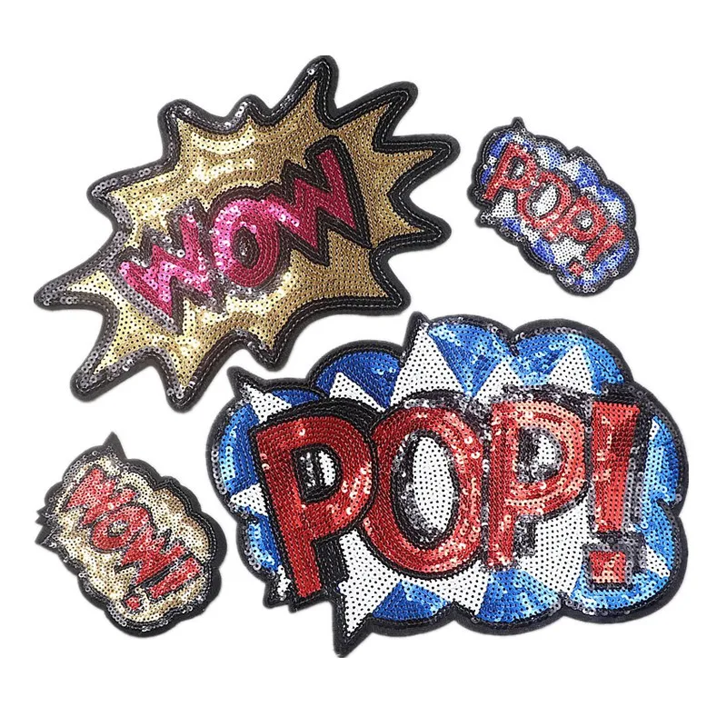 Большая вышивка большая нашивка wow pop Мультяшные нашивки с надписью для женской