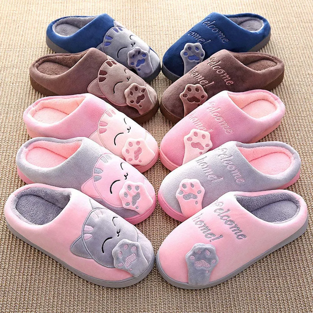 

JAYCOSIN Women Winter Home Slippers Cartoon Cat Non-slip Warm Indoors Bedroom Floor Shoes Slippers Cute Cotton Mop For Girls #45