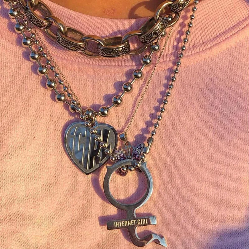 Хип хоп женский символ кулон из нержавеющей стали ожерелье лучший чокер с