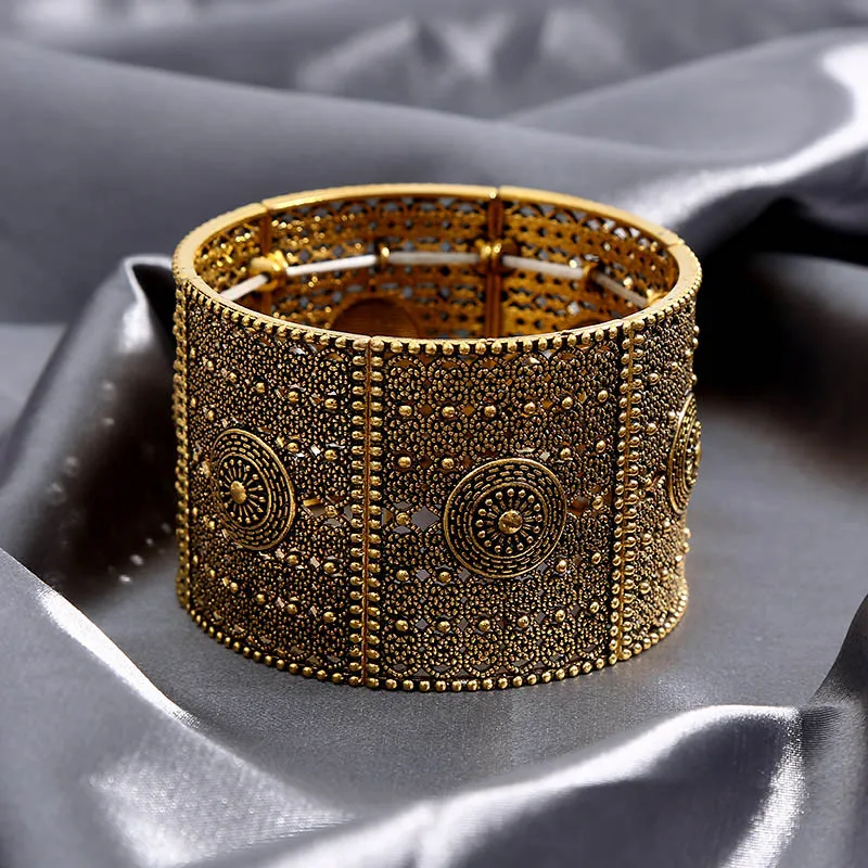 Женский полый браслет с широкими манжетами браслеты из бисера золотого цвета