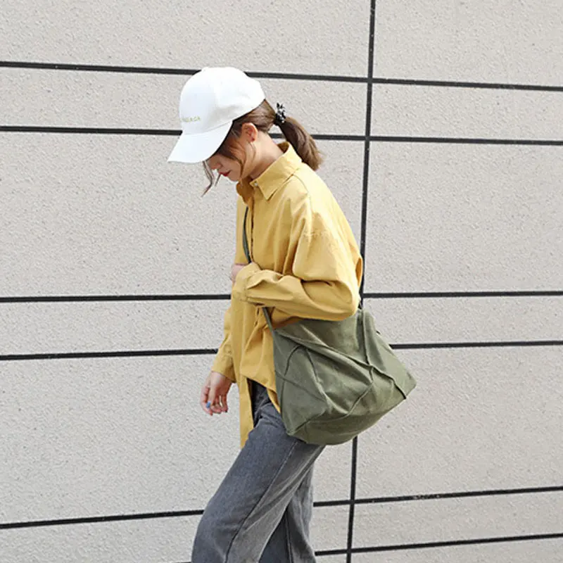 

2020 New Designer Crossbody bag for women canvas solid color casual shoulder messenger bag female ulzzang school bags