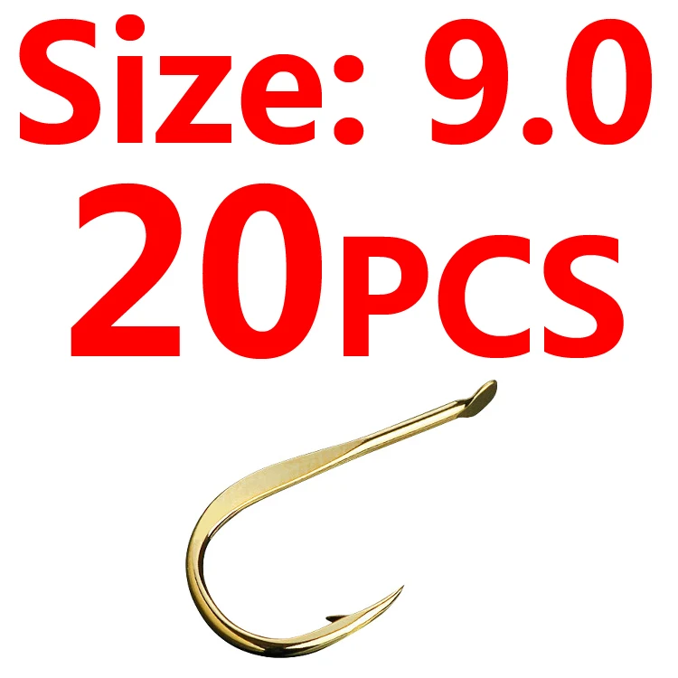 20pcs Size 9 Bimoo 20 шт. золотой цвет сильный Карп Рыболовный крючок колючий японский рыболовный крючок Размер 0,5~ Размер 10 - Цвет: 20pcs Size 9