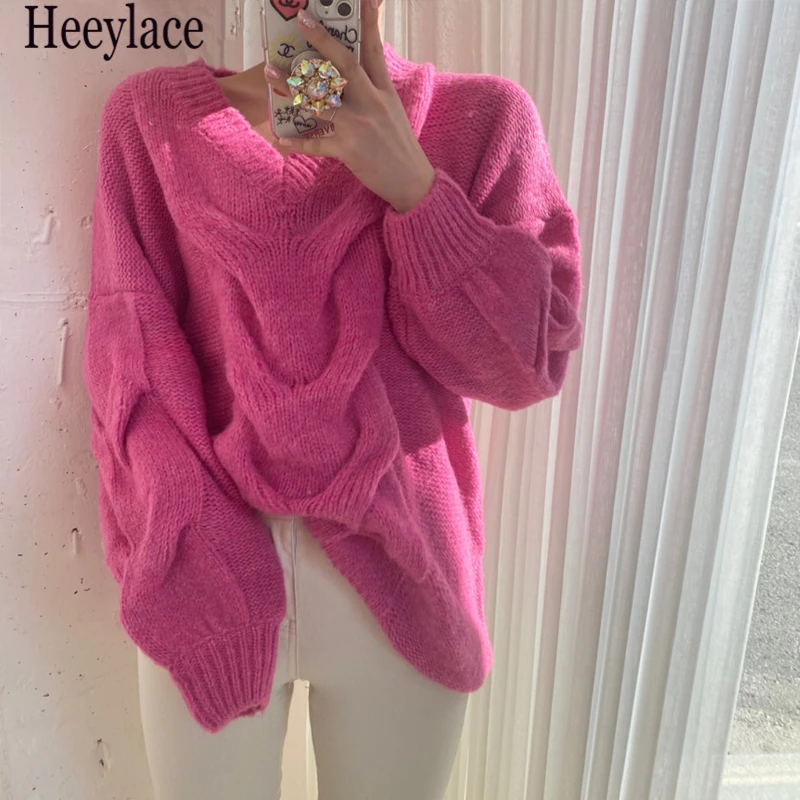 

Женский трикотажный свитер с V-образным вырезом, большие размеры