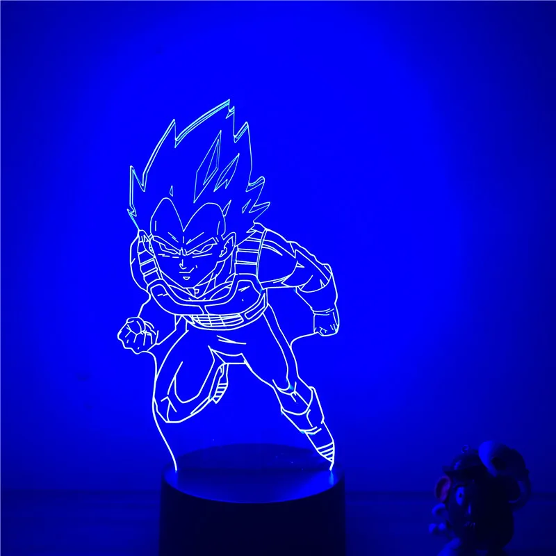 Dragon Ball Z Вегета ГОКу супер сайян, «Жемчуг дракона 3D светодиодный Ночной светильник 7 цветов сенсорный оптический Иллюзия фигурку настольная лампа украшения