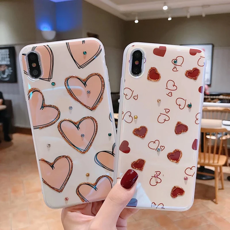 Блестящие чехлы с бриллиантами для huawei P30 P20 Pro Mate20 Pro Classic love, мягкий чехол для Honor 20 Pro Nova 3 4 5, задние чехлы