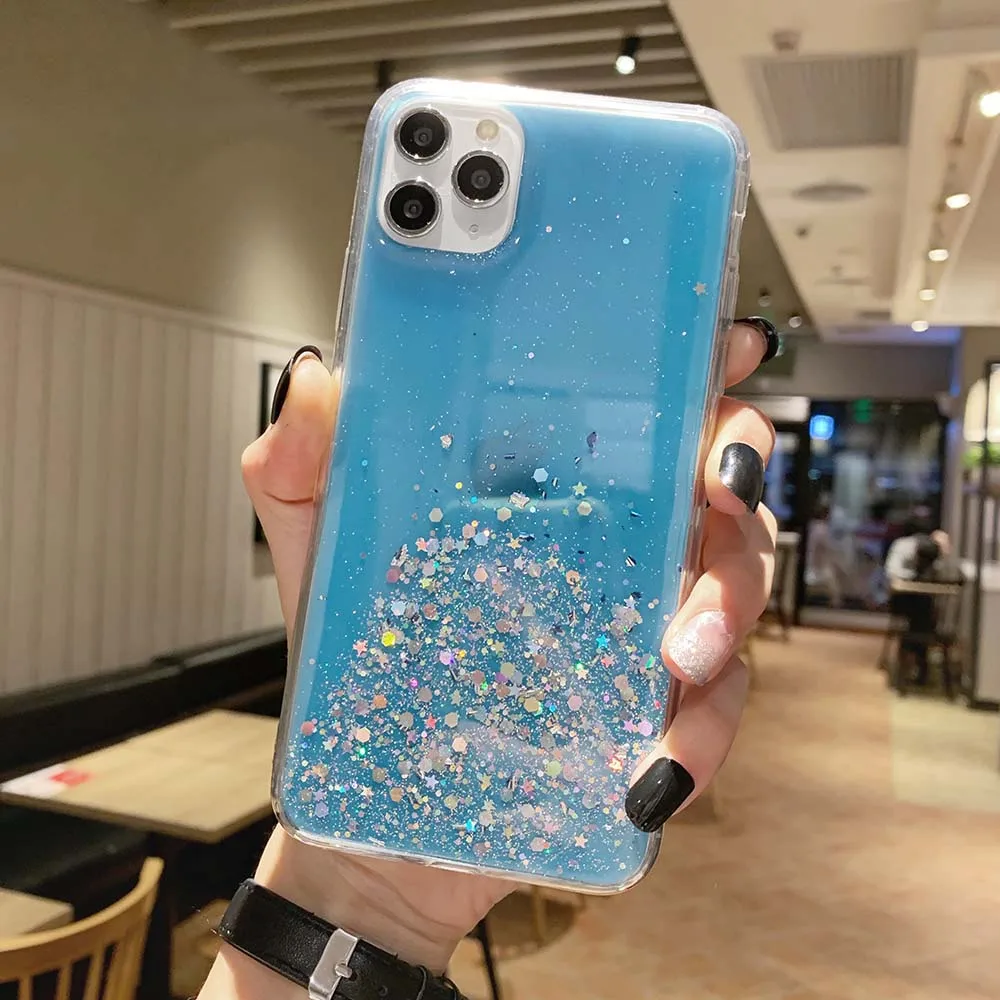 Роскошный lovecom блеск Bling Star блестки чехол для iPhone 11 Pro Max XR XS Max 6 6S 7 8 Plus X прозрачный мягкий чехол на заднюю панель телефона - Цвет: f
