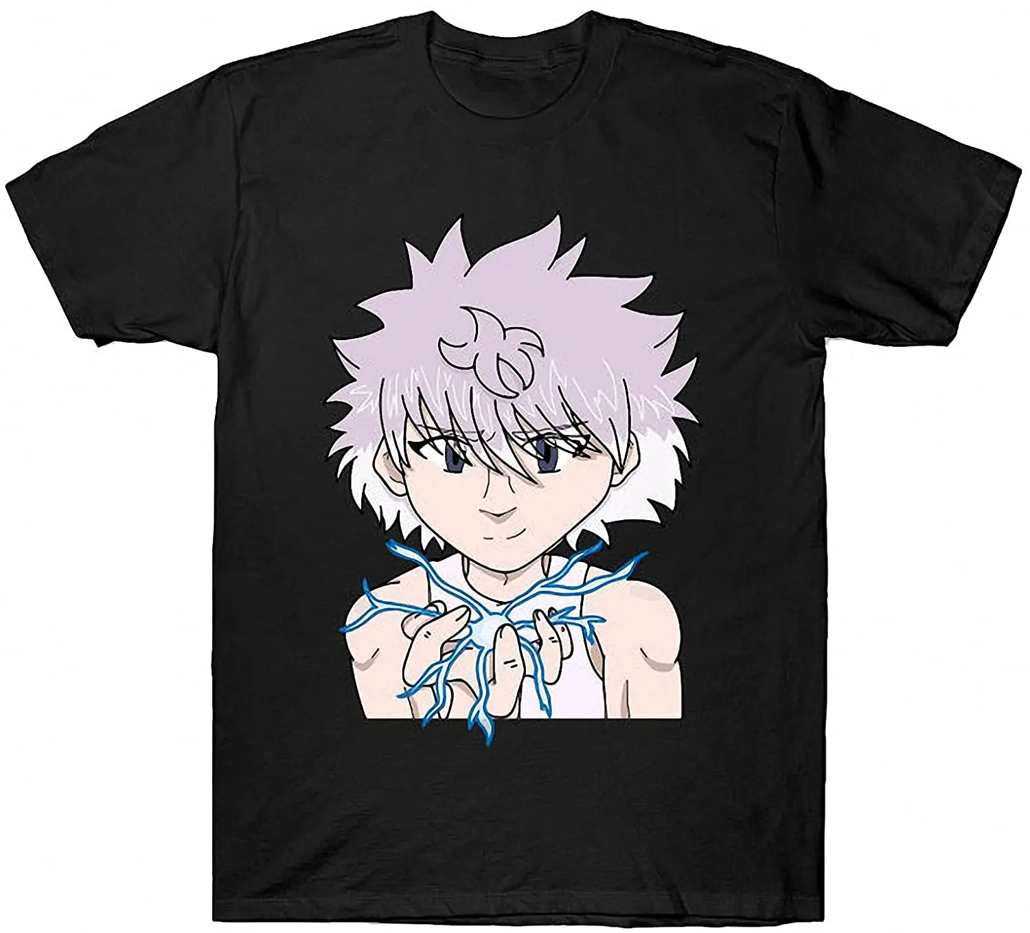 

(Черный) футболка с аниме принтом, летние топы унисекс, модный уютный дышащий топ с коротким рукавом и круглым вырезом