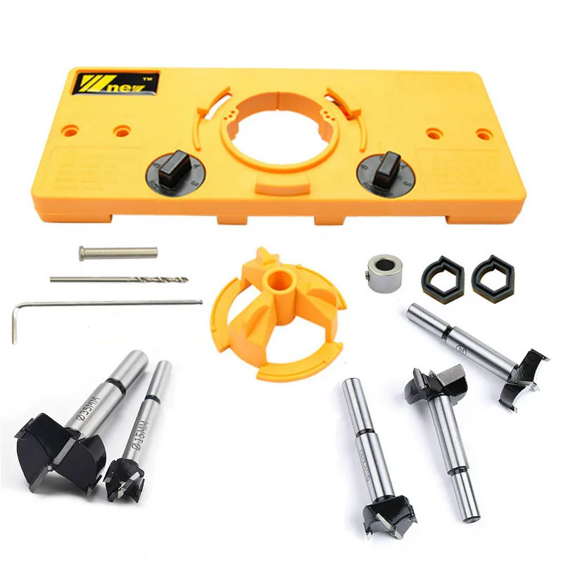 Качество 35 мм Скрытая чаша стиль шарнир джиг расточные сверла руководство + 5 шт.