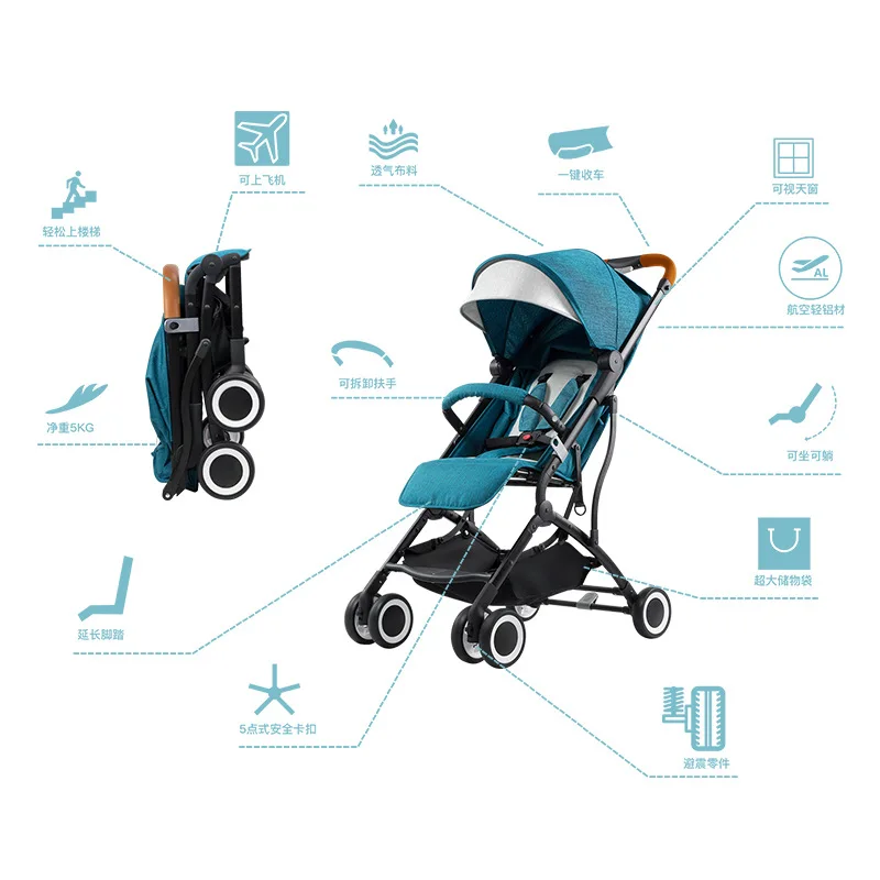 Детская тележка может легко сидеть в наклонном зонте автомобиль складной