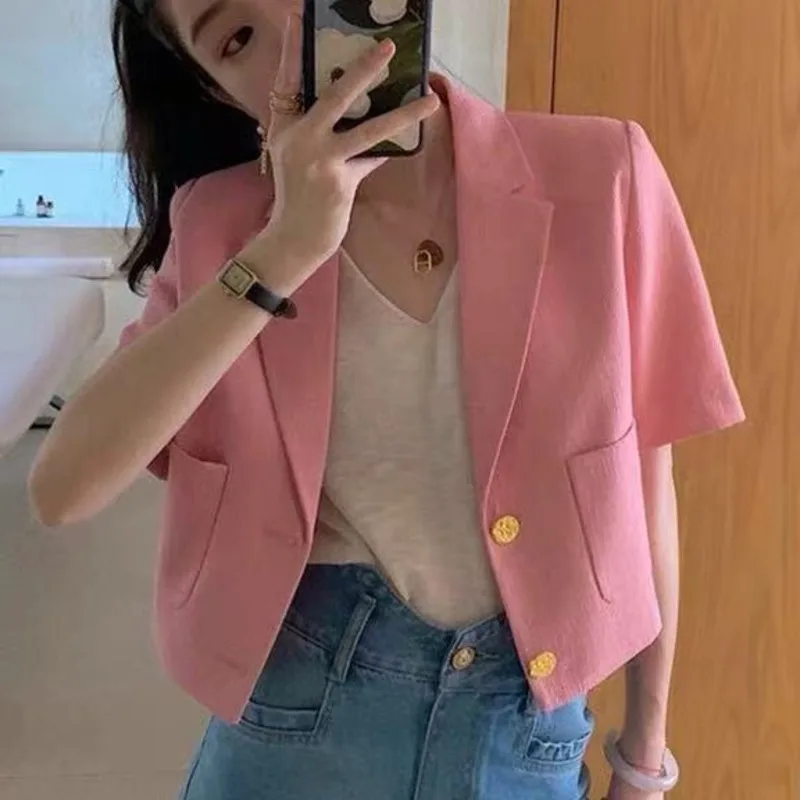 

Женская твидовая куртка, Повседневная винтажная короткая куртка в Корейском стиле, укороченный топ, лето 2021