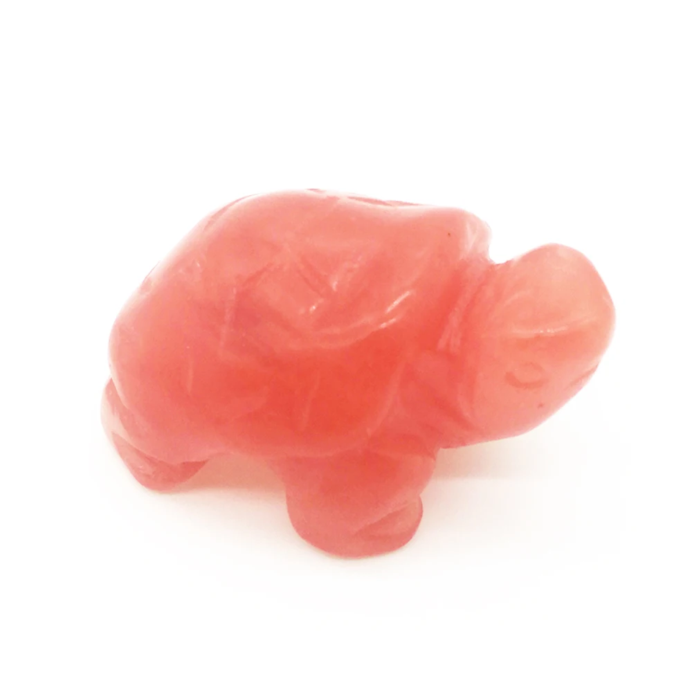 

1Pcs New Arrivals Minerals Carved Turtle Gemstone Natural Watermelon Red Crystal Tortoise for Gift