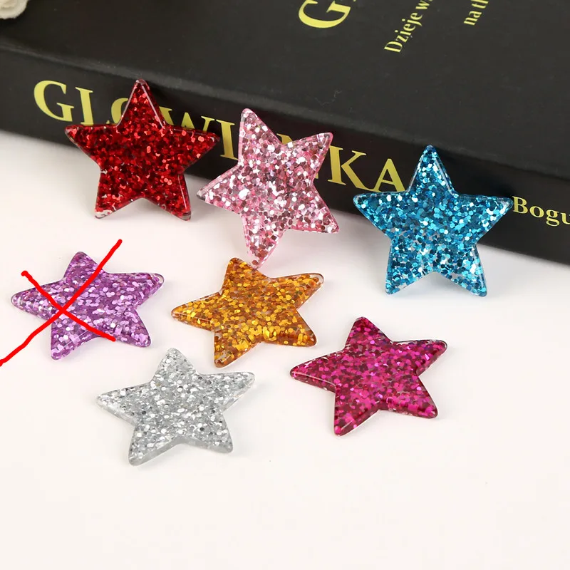 

31*37mm 10pcs Mixed Cute Sweet Star with colorful glitter Flatback resin cabochon for phone deco hairbow diy Craft Making