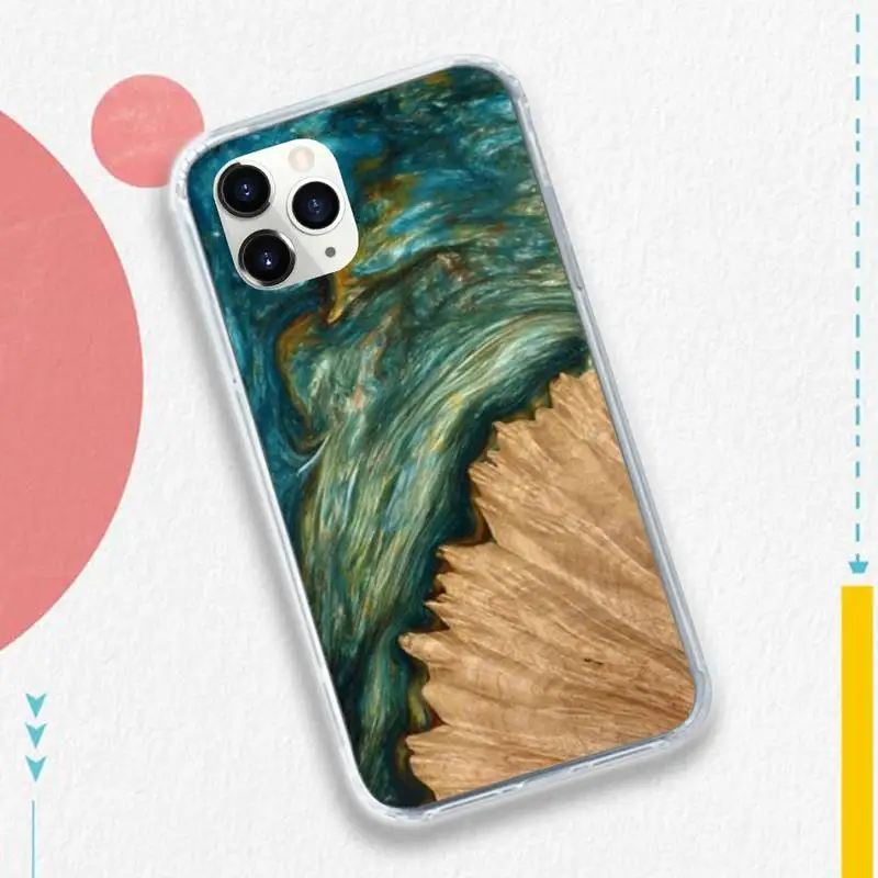 

Protective Wood Resin art Phone Case for iPhone 11 12 pro XS MAX 8 7 6 6S Plus X 5S SE 2020 XR