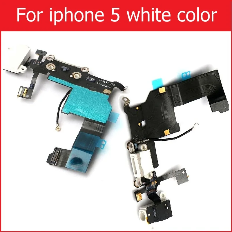 USB зарядное устройство док-станция порт гибкий кабель для iPhone 4 4S 5 5S 5C SE аудио разъем и разъем для наушников гибкий ленточный кабель Замена Ремонт - Цвет: For i5 white
