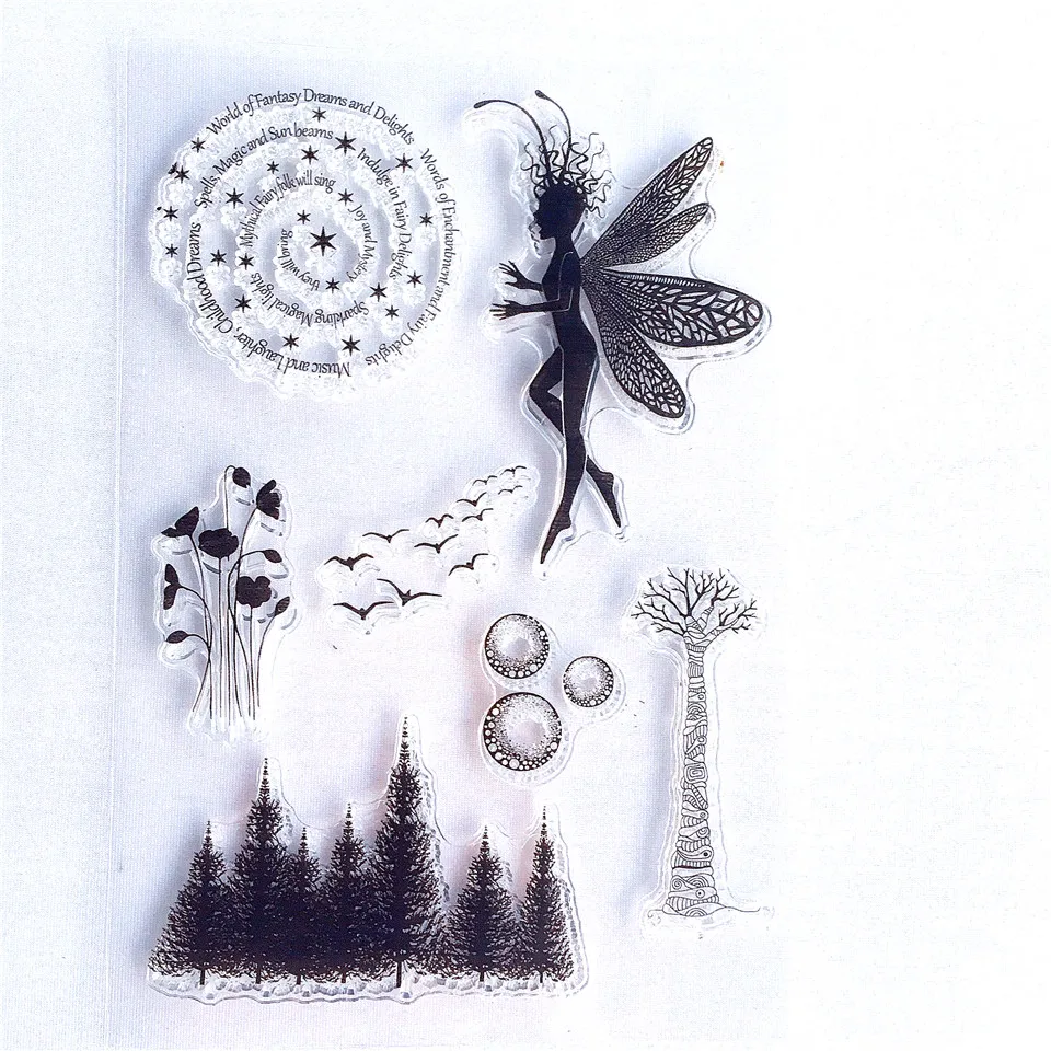 11*16 Mid-Night Fairy Clear Stamp Transparent Silicone Seal for DIY Scrapbooking Card Making Photo Album Decoration Craft Stamp