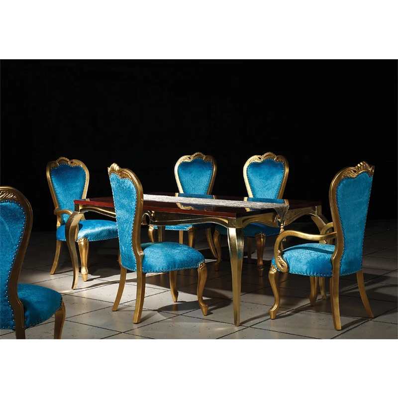 Прямая поставка с завода современные модные золотистые наборы обеденного стола