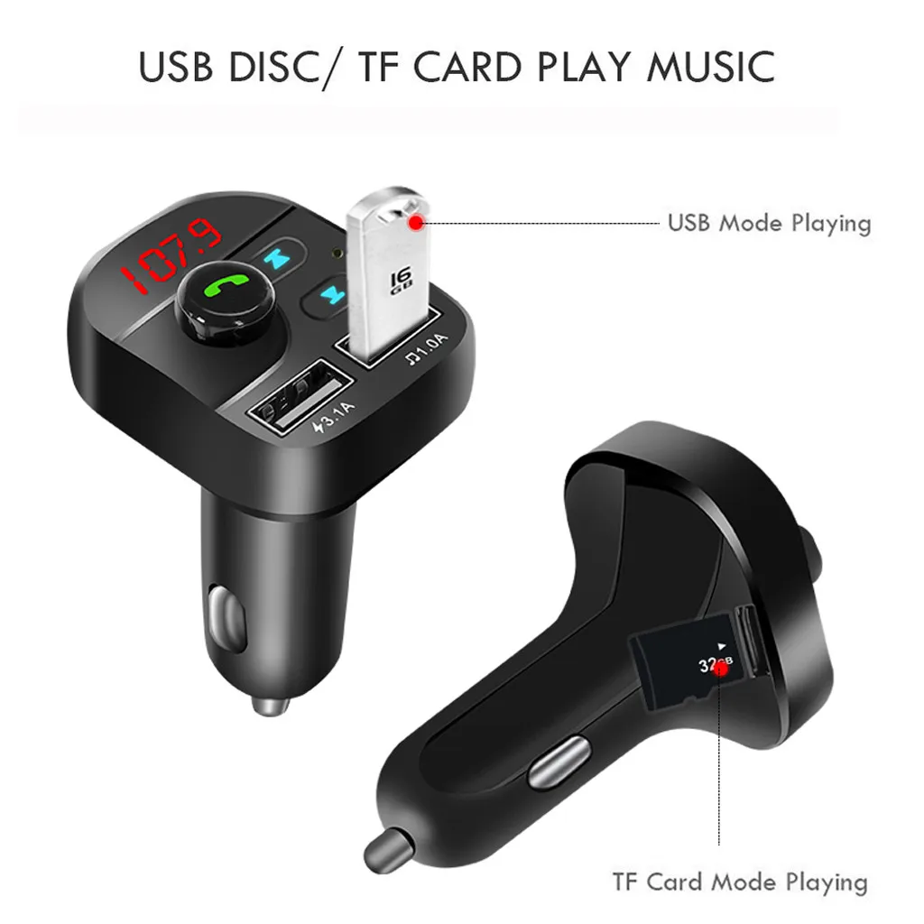 Беспроводной автомобильный комплект громкой связи Bluetooth FM-трансмиттер MP3-плеер