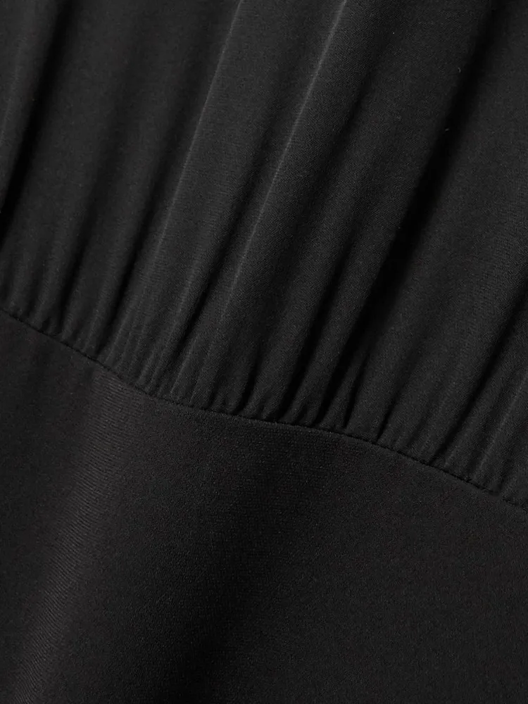 

Brief Women Mermaid Dress 5 Sizes New Quality O neck Sleeveless Summer Mid Length Dress Fashion Office Lady Black Pleated Dress