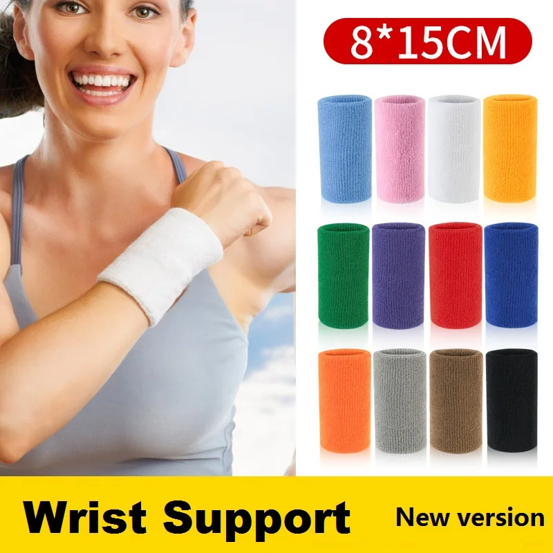 

1Pair Wristbands Sport Sweatband Hand Band Sweat Wrist Support Brace Wraps Guards Gym Volleyball Basketball