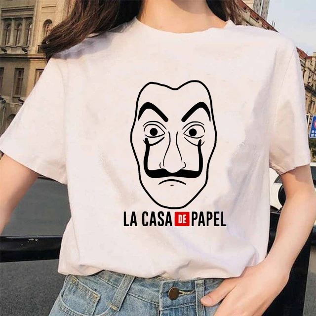 2020 Summer New Arrival Women Print Lacasa De Papel Short Sleeve Kawaii Harajuku Ulzzang Girl Tshirts Female Casual Shirt Top | Женская