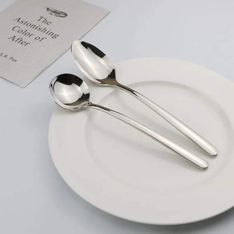 

Stainless Steel Soup Ladle 304 round Spoon Tip Spoon Rice Spoon Spoon West Spoon Dessert Spoon Korean Style Long-Handled Spoon M
