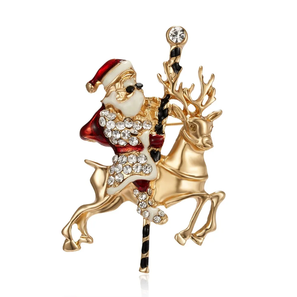 Merry Christmas броши на булавке милый Санта Клаус шляпа прекрасный Лось подарок эмаль значок брошь год Рождество Санта Клаус брошь с животными
