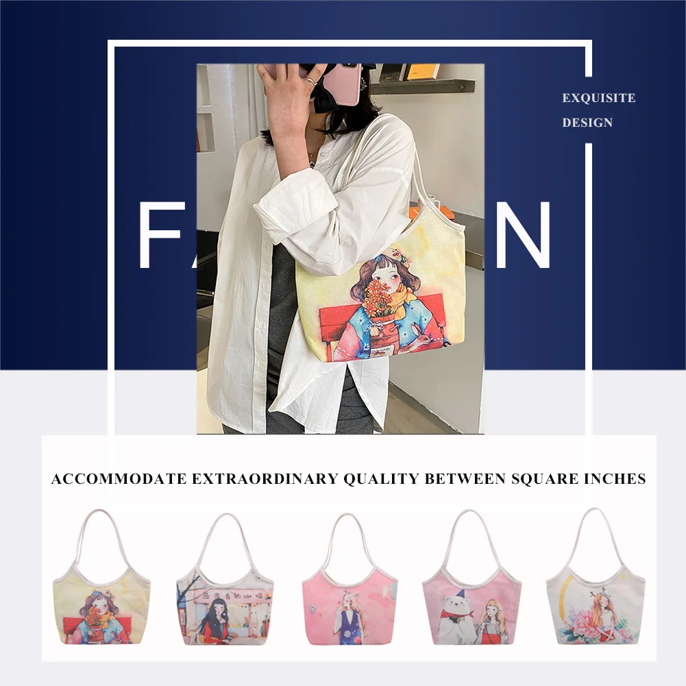 

Retro Ladies Bags Oil Painting Printing Shopping Bags Ladies Large Capacity Canvas Top-handle Tote Handbags