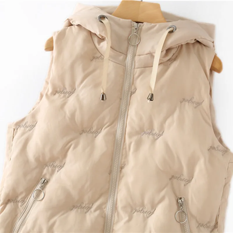 

Loose Thick Women 2020 Winter Waistcoat Sleeveless Warm Jackets Hooded Embroidery Plus Size Vest Chalecos Para Mujer XL-4XL