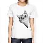 Футболка с милым котом, корейские кавайные топы, уличная одежда, рубашка, женская летняя футболка в стиле Харадзюку, футболка для женщин Graphic s